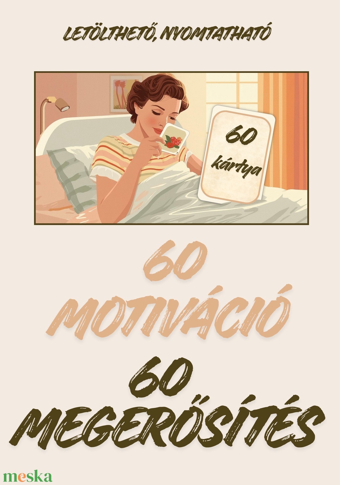 Megerősítő motivációs kártyák 60 kártya tudatosság  - művészet - naptárkártyák, sportkártyák - Meska.hu