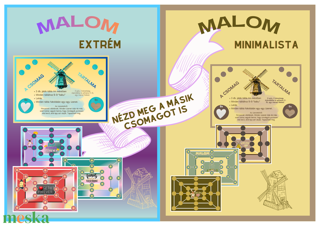 Malom társasjáték 3 db 1 csomagban  motivációs üzenet minimalista stílus táblajáték  - játék & sport - táblajáték és kártyajáték - társasjátékok - dobókocka - Meska.hu