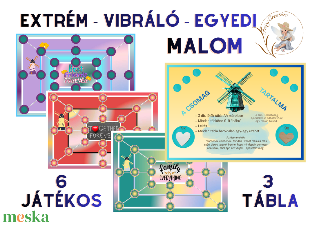 Malom társasjáték 3 db 1 csomagban  motivációs üzenet extrém  stílus táblajáték  - játék & sport - táblajáték és kártyajáték - társasjátékok - dobókocka - Meska.hu