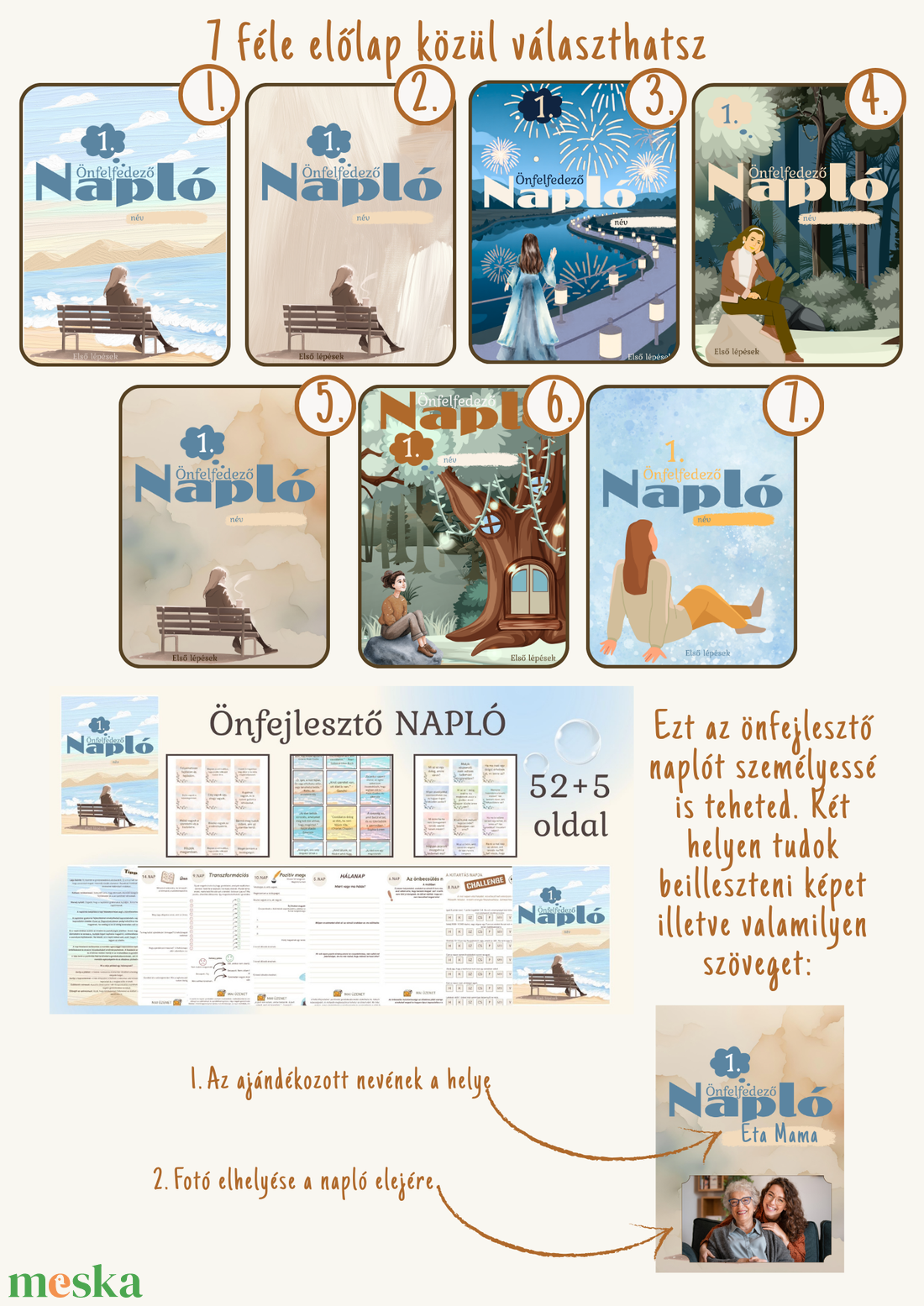 Önismereti fejlesztő mentálhigiénés napló mentális egészség öngondoskodás életvezető tervező önfejlesztő spirituális  - otthon & életmód - papír, írószer - jegyzetfüzet & napló - Meska.hu