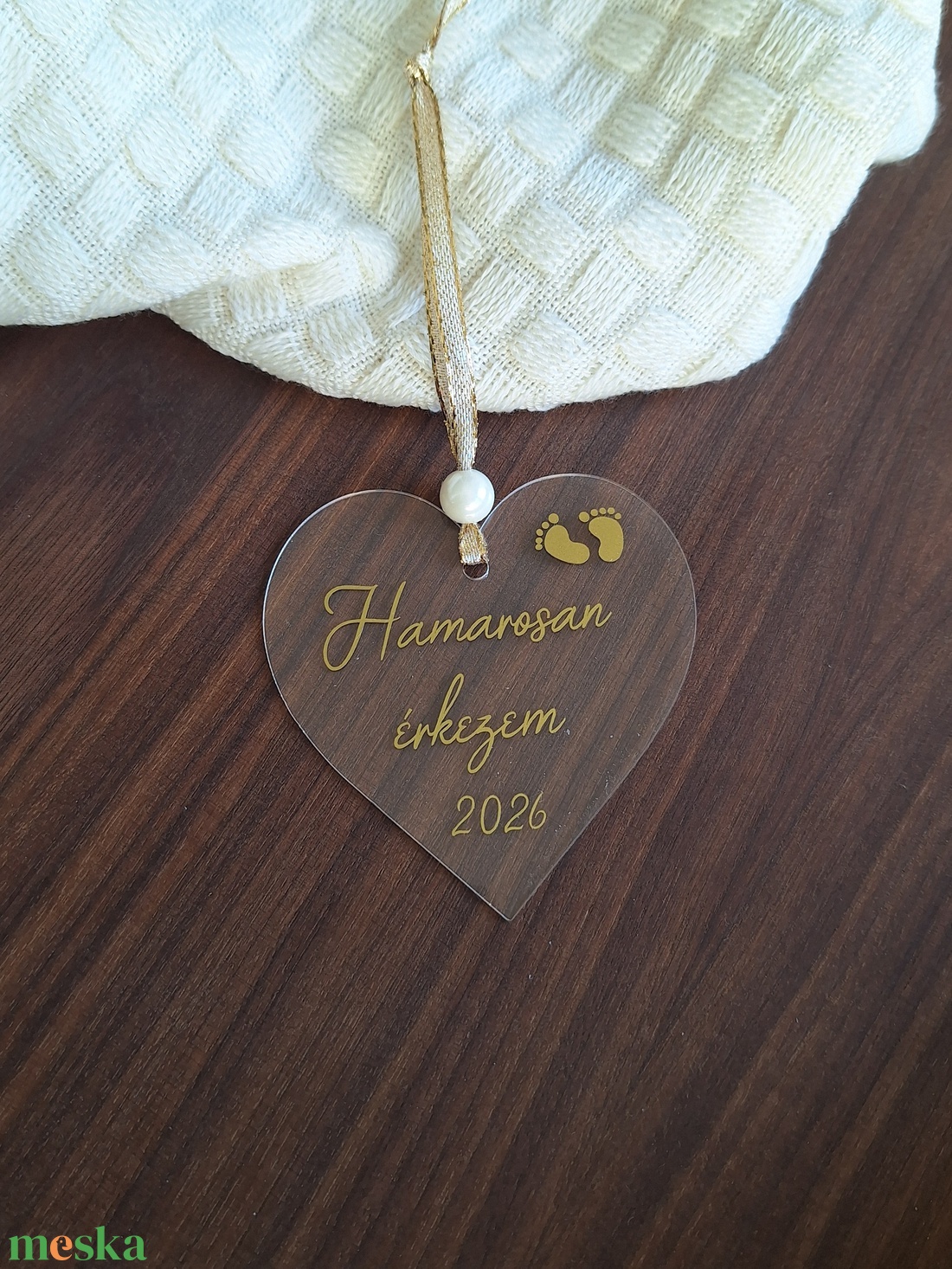 Hamarosan érkezem  szív alakú karácsonyfadísz - karácsony - karácsonyi lakásdekoráció - karácsonyfadíszek - Meska.hu