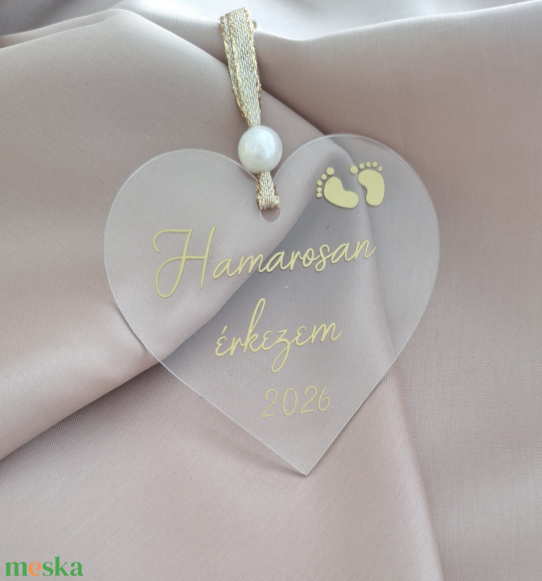 Hamarosan érkezem  szív alakú karácsonyfadísz - karácsony - karácsonyi lakásdekoráció - karácsonyfadíszek - Meska.hu