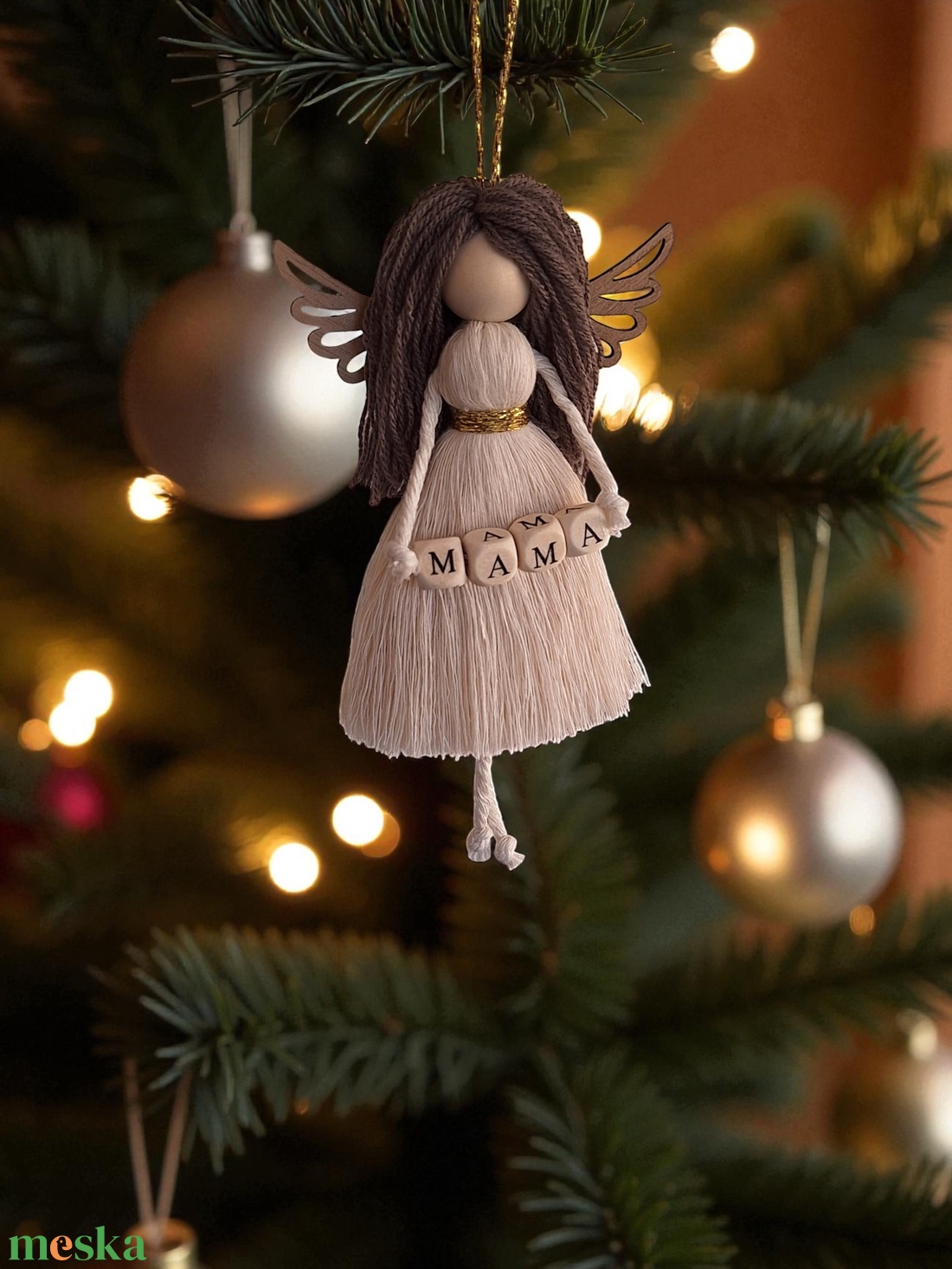 Makramé angyal, karácsonyfadísz, angyaldísz - MAMA - karácsony - karácsonyi lakásdekoráció - karácsonyfadíszek - Meska.hu
