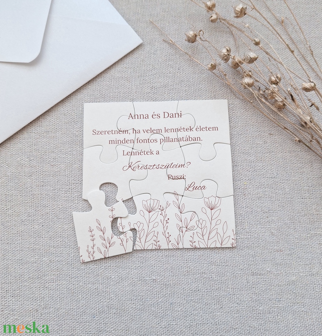 Keresztszülő felkérő puzzle - baba - mama - keresztelő kellékek - keresztelőajándékok - Meska.hu