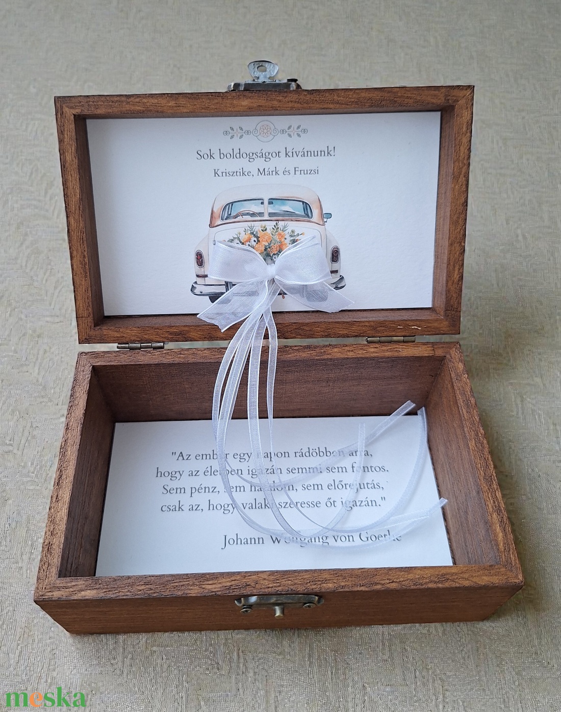 Esküvői pénzátadó doboz, nászajándék - sötét dió, arany tükörfólia  - esküvő - emlék & ajándék - nászajándék - esküvői pénzátadó doboz - Meska.hu