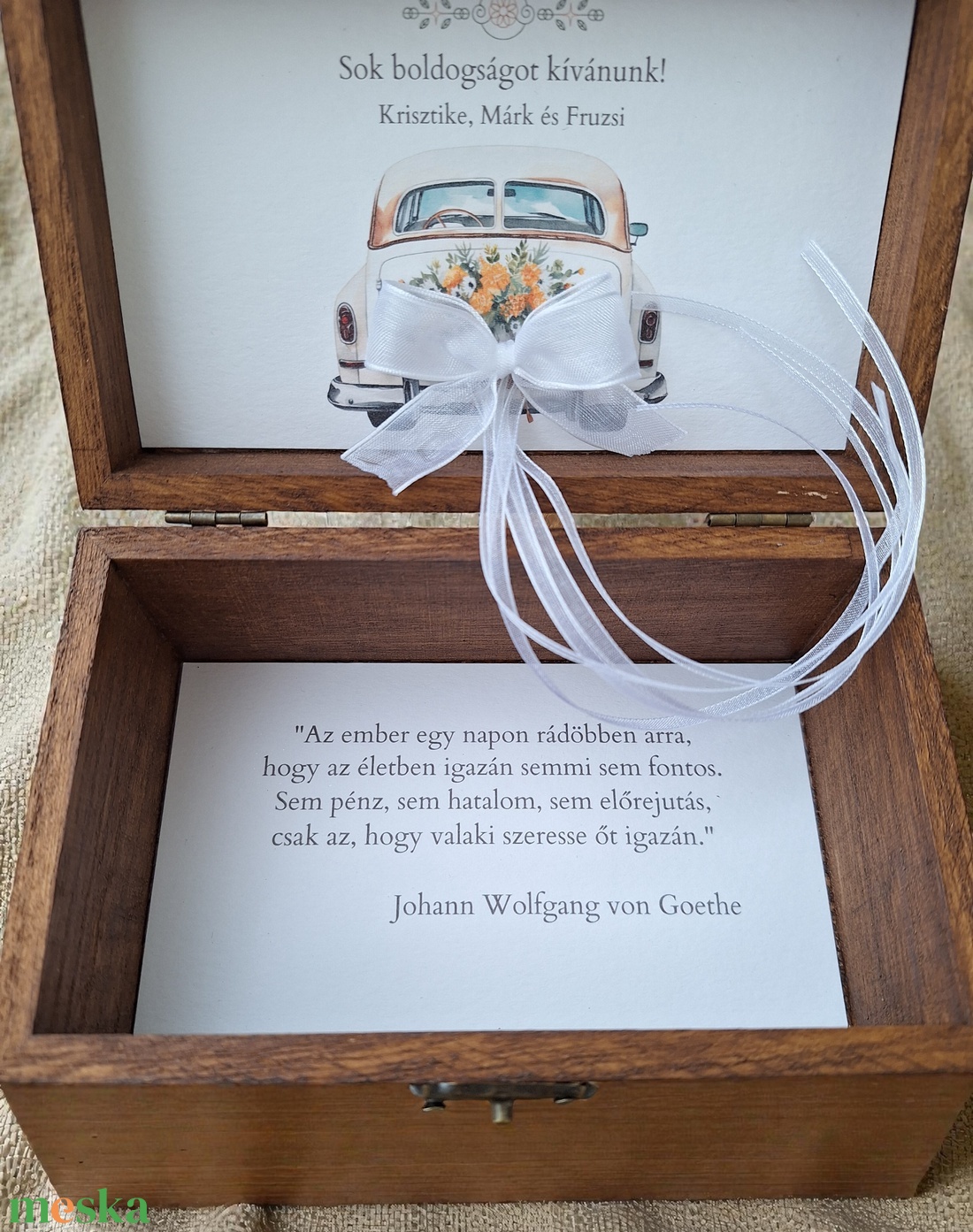 Esküvői pénzátadó doboz, nászajándék - sötét dió, arany tükörfólia  - esküvő - emlék & ajándék - nászajándék - esküvői pénzátadó doboz - Meska.hu