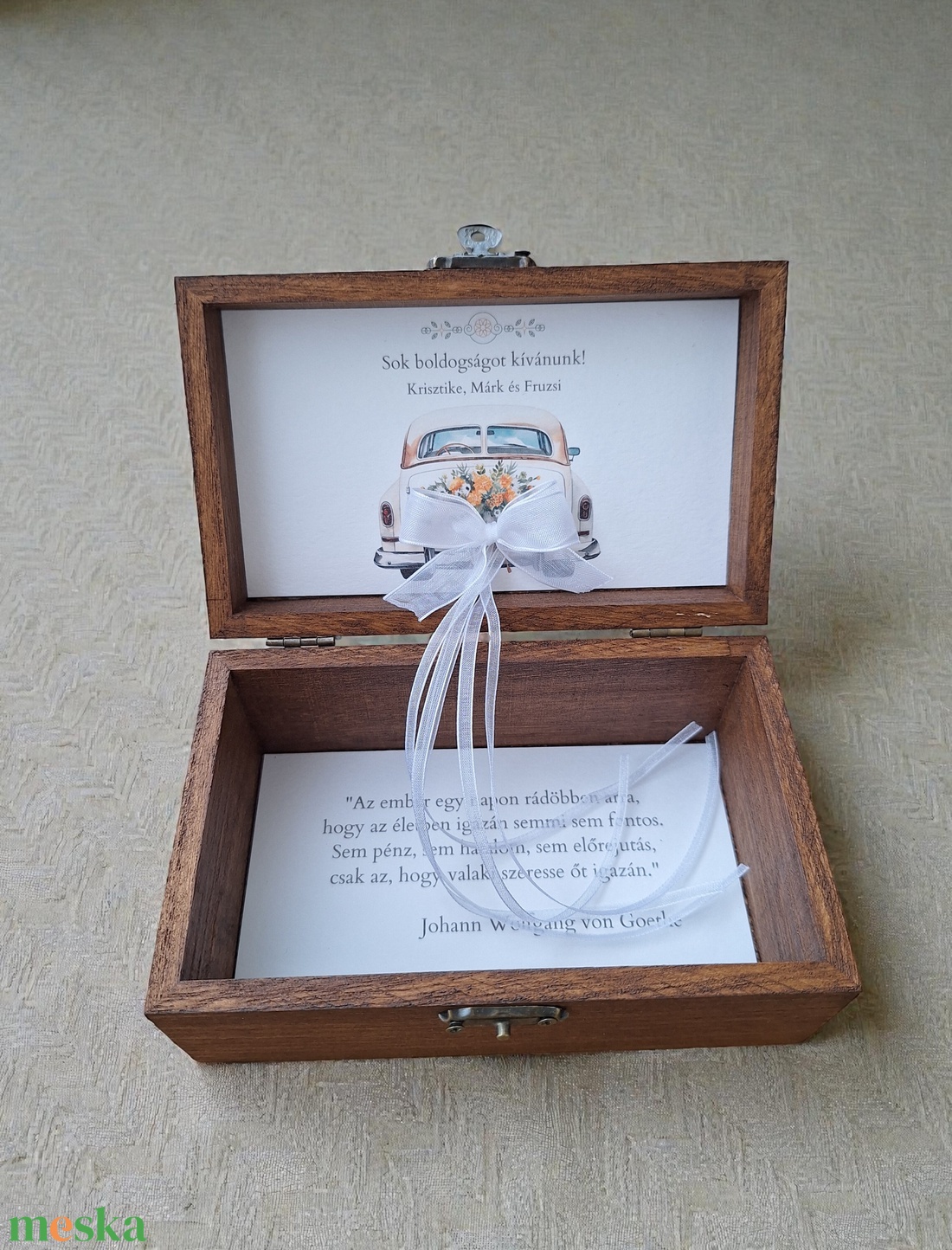 Esküvői pénzátadó doboz, nászajándék - sötét dió, arany tükörfólia  - esküvő - emlék & ajándék - nászajándék - esküvői pénzátadó doboz - Meska.hu