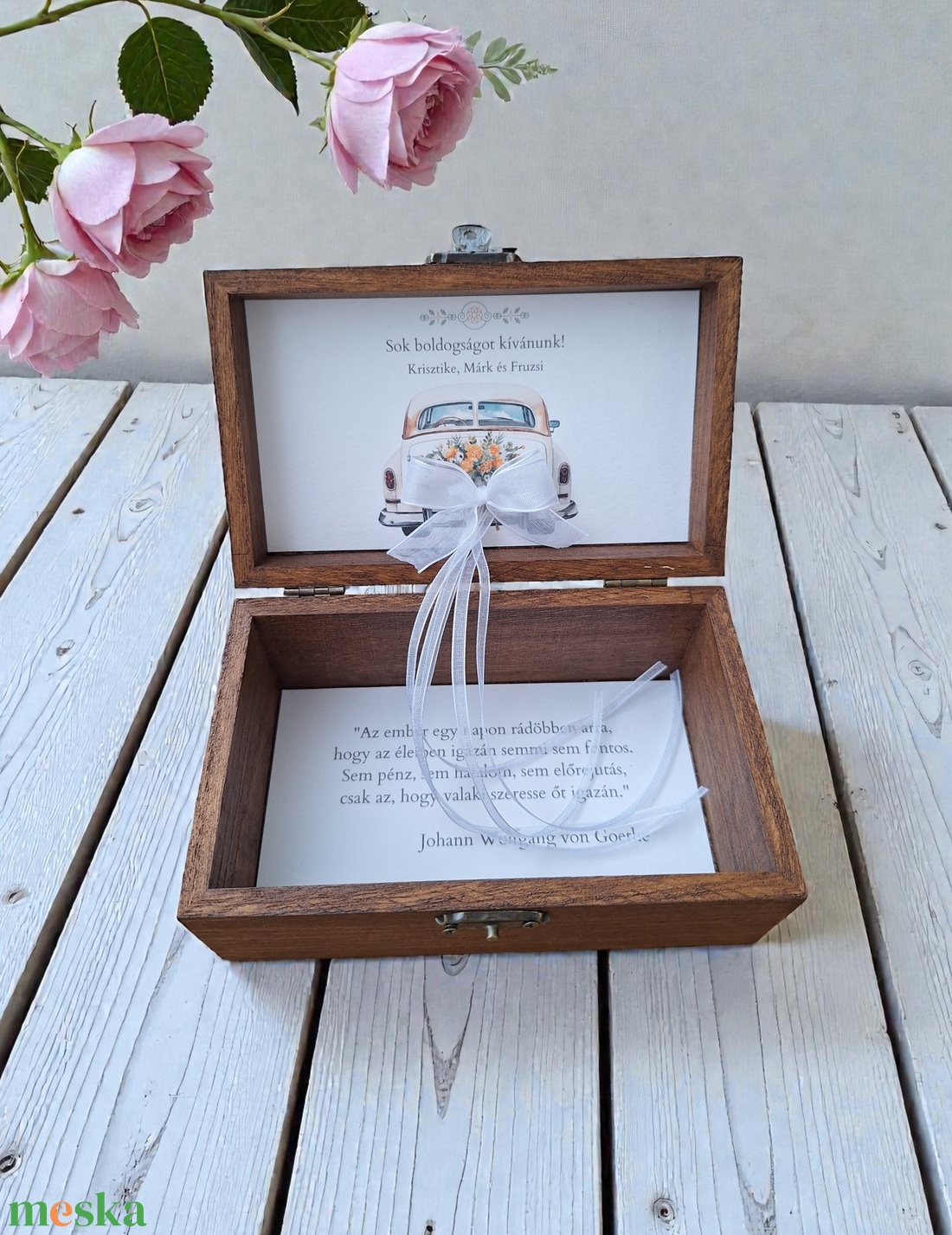 Esküvői pénzátadó doboz, nászajándék - sötét dió, arany tükörfólia  - esküvő - emlék & ajándék - nászajándék - esküvői pénzátadó doboz - Meska.hu