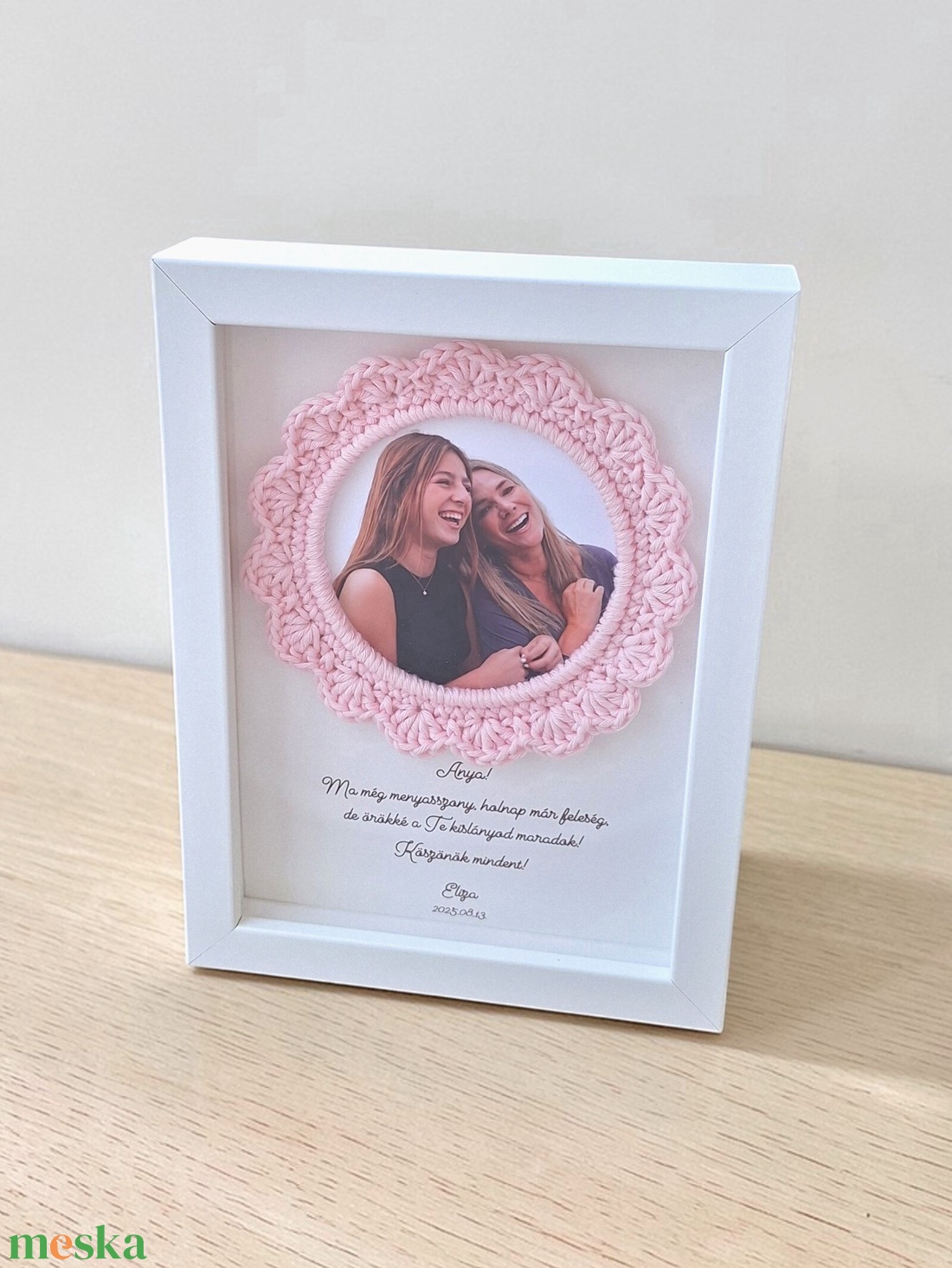 Szülőköszöntő fényképes képkeret - horgolt - esküvő - emlék & ajándék - szülőköszöntő ajándék - Meska.hu