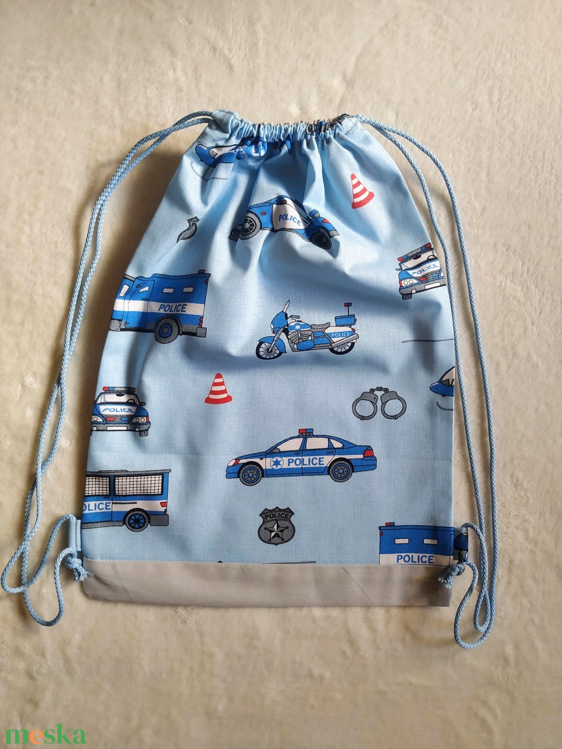 Rendőrautós ovis zsák és tornazsák szett  - játék & sport - ovis felszerelés - óvodai jelek - Meska.hu