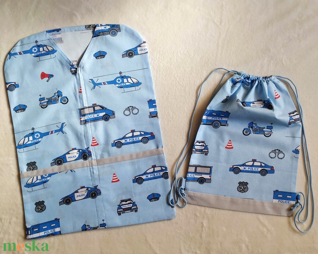 Rendőrautós ovis zsák és tornazsák szett  - játék & sport - ovis felszerelés - óvodai jelek - Meska.hu