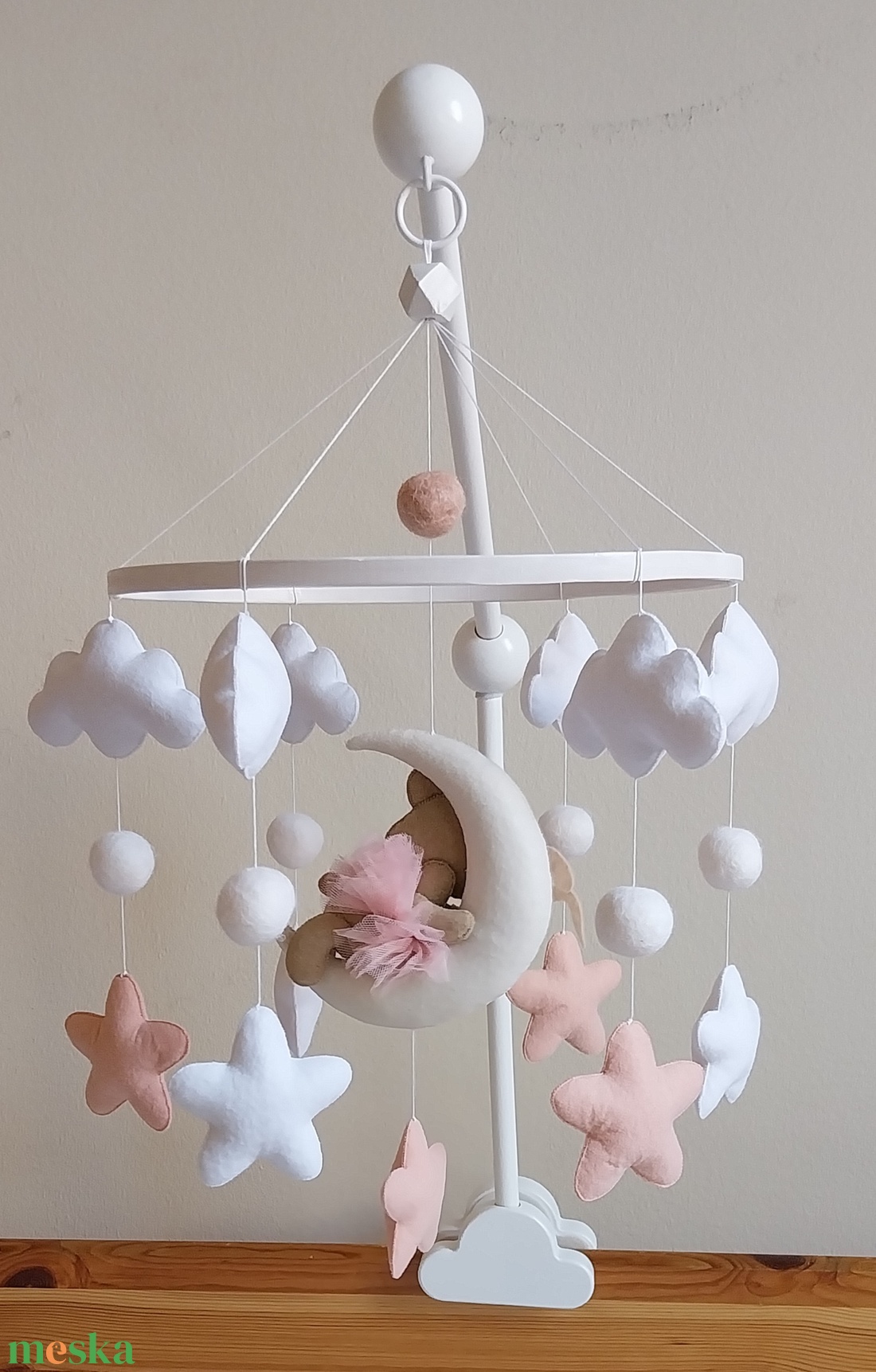 Jó éjszakát Kicsim! kislányos kiságyforgó pasztel színekkel, festett fehér bambusz karikával  - játék & sport - 3 éves kor alattiaknak - kiságyforgó - Meska.hu Jó éjszakát Kicsim! kislányos kiságyforgó pasztel színekkel, festett fehér bambusz karikával  - játék & sport - 3 éves kor alattiaknak - kiságyforgó - Meska.hu