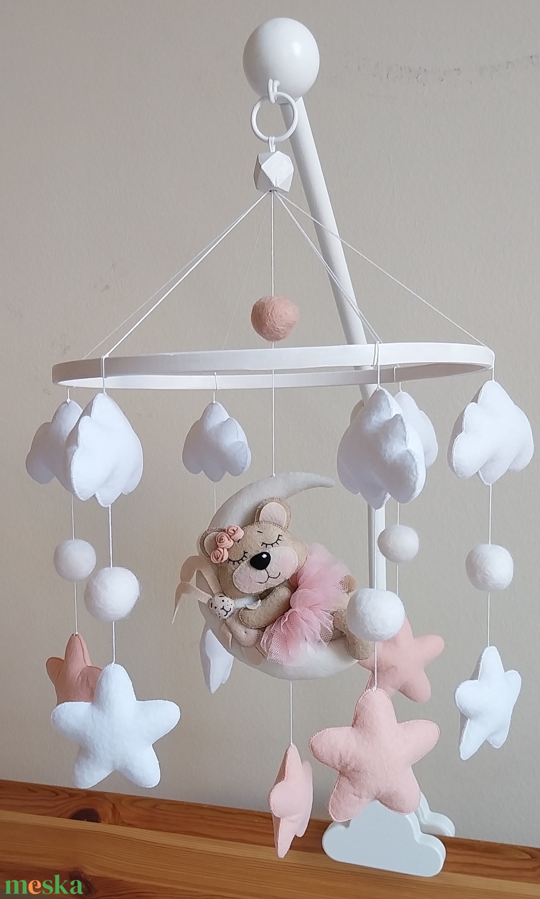 Jó éjszakát Kicsim! kislányos kiságyforgó pasztel színekkel, festett fehér bambusz karikával  - játék & sport - 3 éves kor alattiaknak - kiságyforgó - Meska.hu Jó éjszakát Kicsim! kislányos kiságyforgó pasztel színekkel, festett fehér bambusz karikával  - játék & sport - 3 éves kor alattiaknak - kiságyforgó - Meska.hu