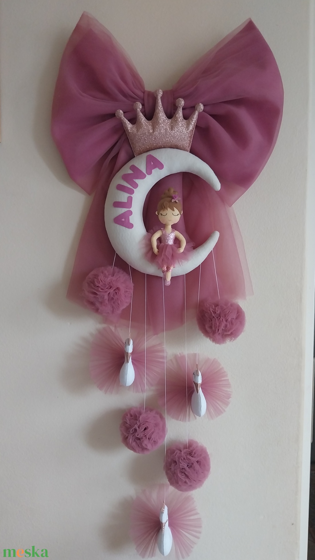 Ajtó dekoráció kislánynak 100 cm magas  - baba - mama - babaszoba dekoráció - babanév dekoráció - Meska.hu