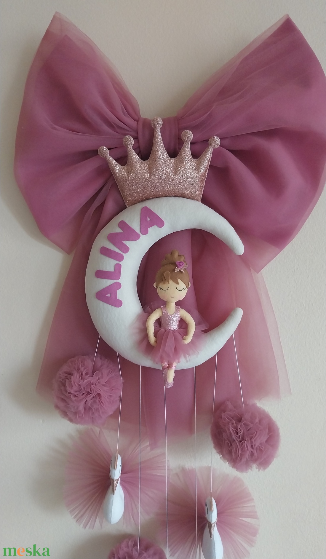 Ajtó dekoráció kislánynak 100 cm magas  - baba - mama - babaszoba dekoráció - babanév dekoráció - Meska.hu
