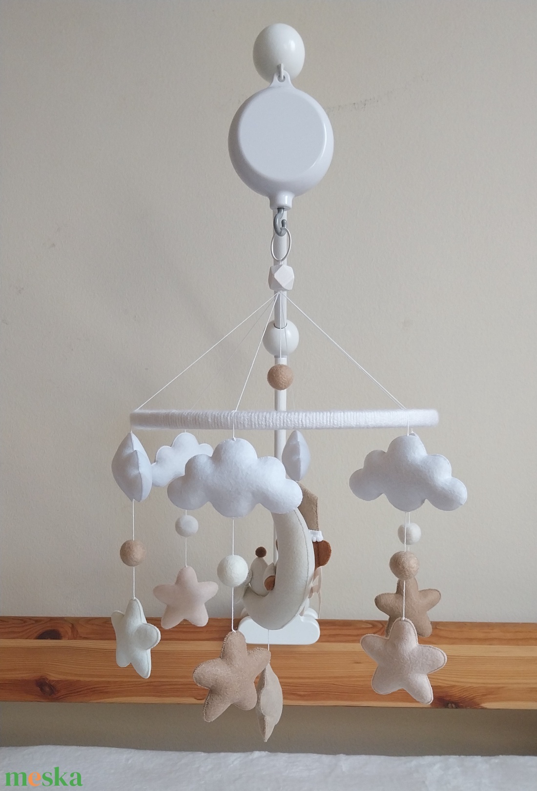 Jó éjszakát Kicsim! bézs-barna kiságyforgó, natúr színekkel, körforgó, kiságy forgó  - baba - mama - baba játékok - kiságyforgó - Meska.hu