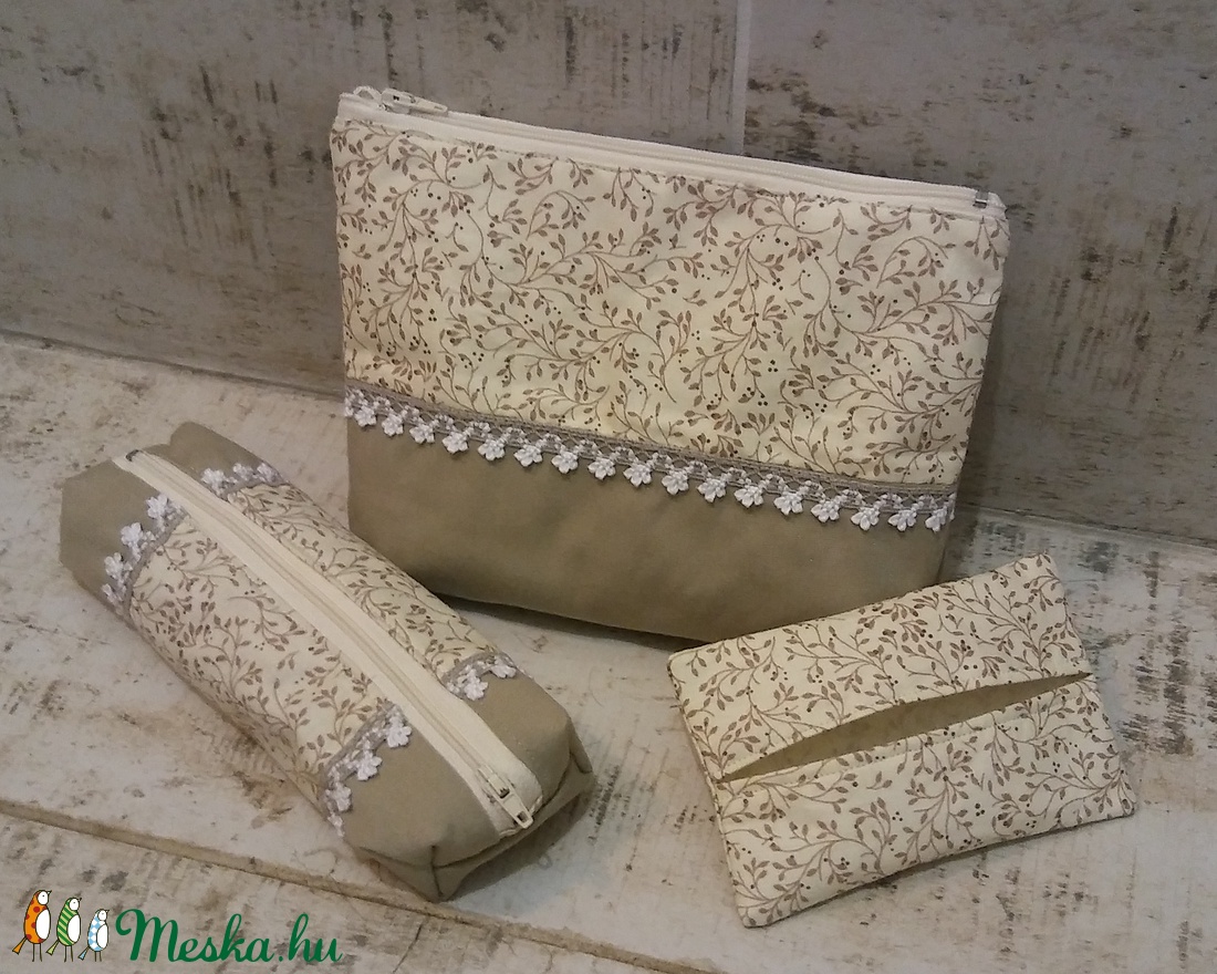 Beige indás, elegáns neszesszer szett - - Meska.hu Beige indás, elegáns neszesszer szett - - Meska.hu