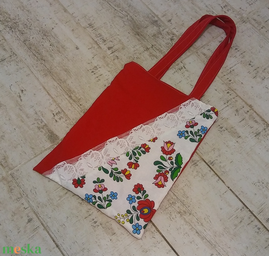 Kalocsai mintás szatyor - táska & tok - bevásárlás & shopper táska - shopper, textiltáska, szatyor - Meska.hu