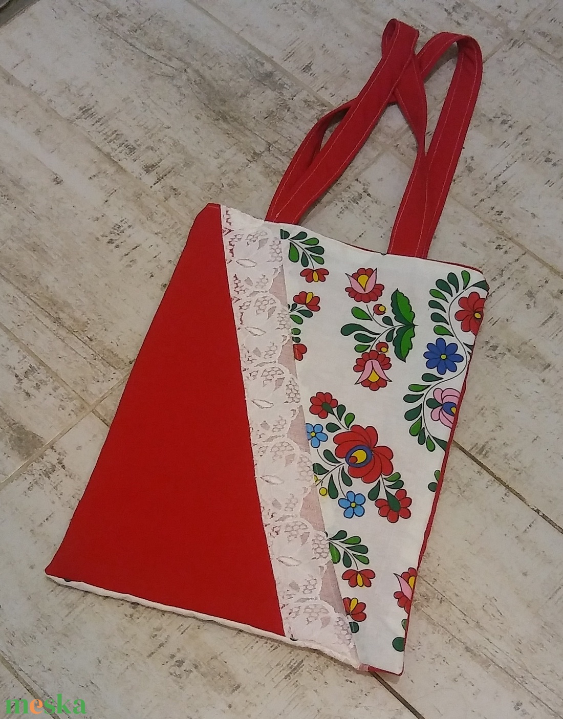 Kalocsai mintás szatyor - táska & tok - bevásárlás & shopper táska - shopper, textiltáska, szatyor - Meska.hu