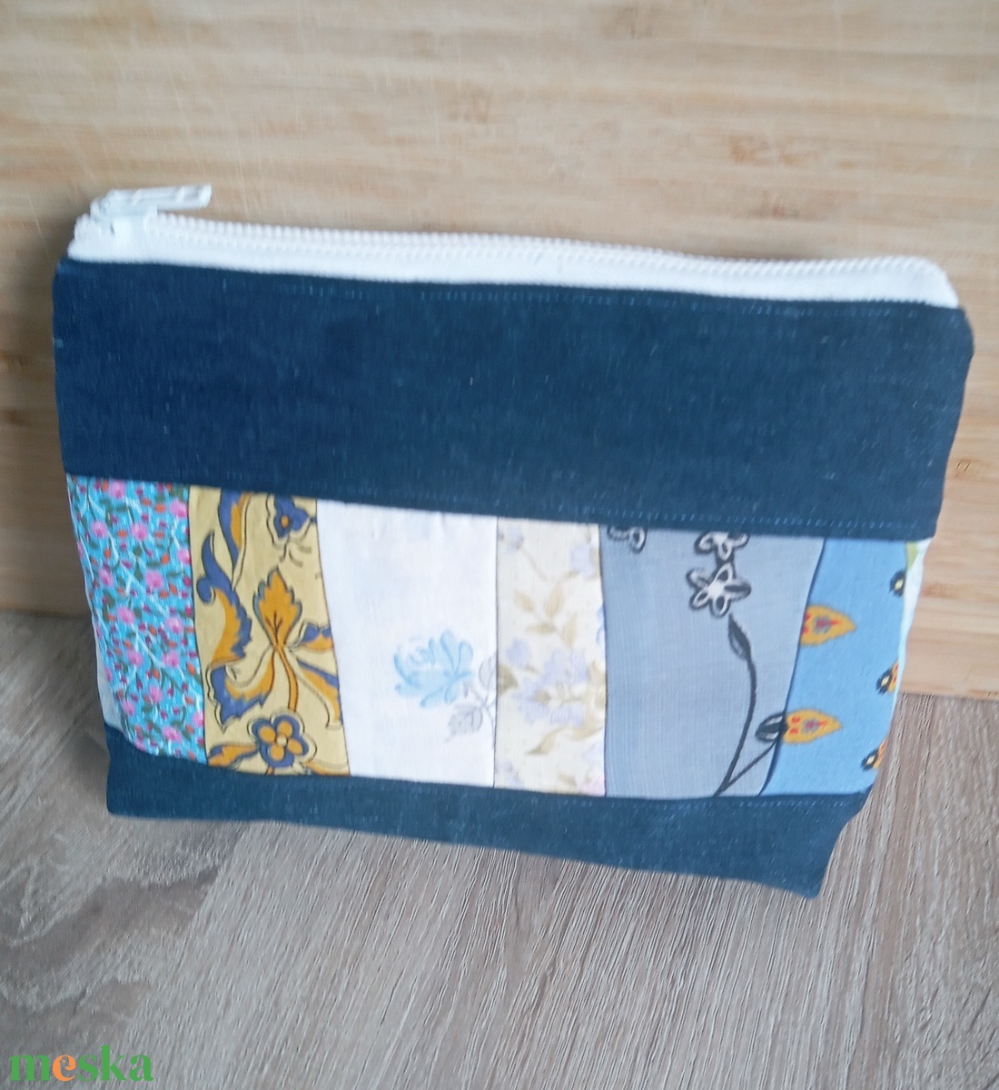 Kék hangulatú patchwork neszesszer - táska & tok - neszesszer - Meska.hu