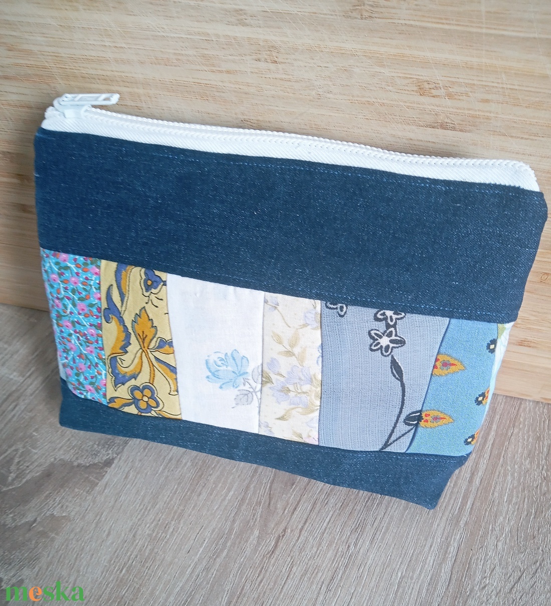 Kék hangulatú patchwork neszesszer - táska & tok - neszesszer - Meska.hu