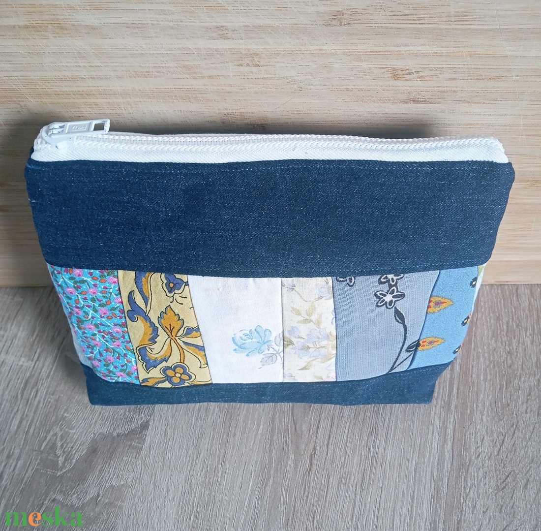 Kék hangulatú patchwork neszesszer - táska & tok - neszesszer - Meska.hu