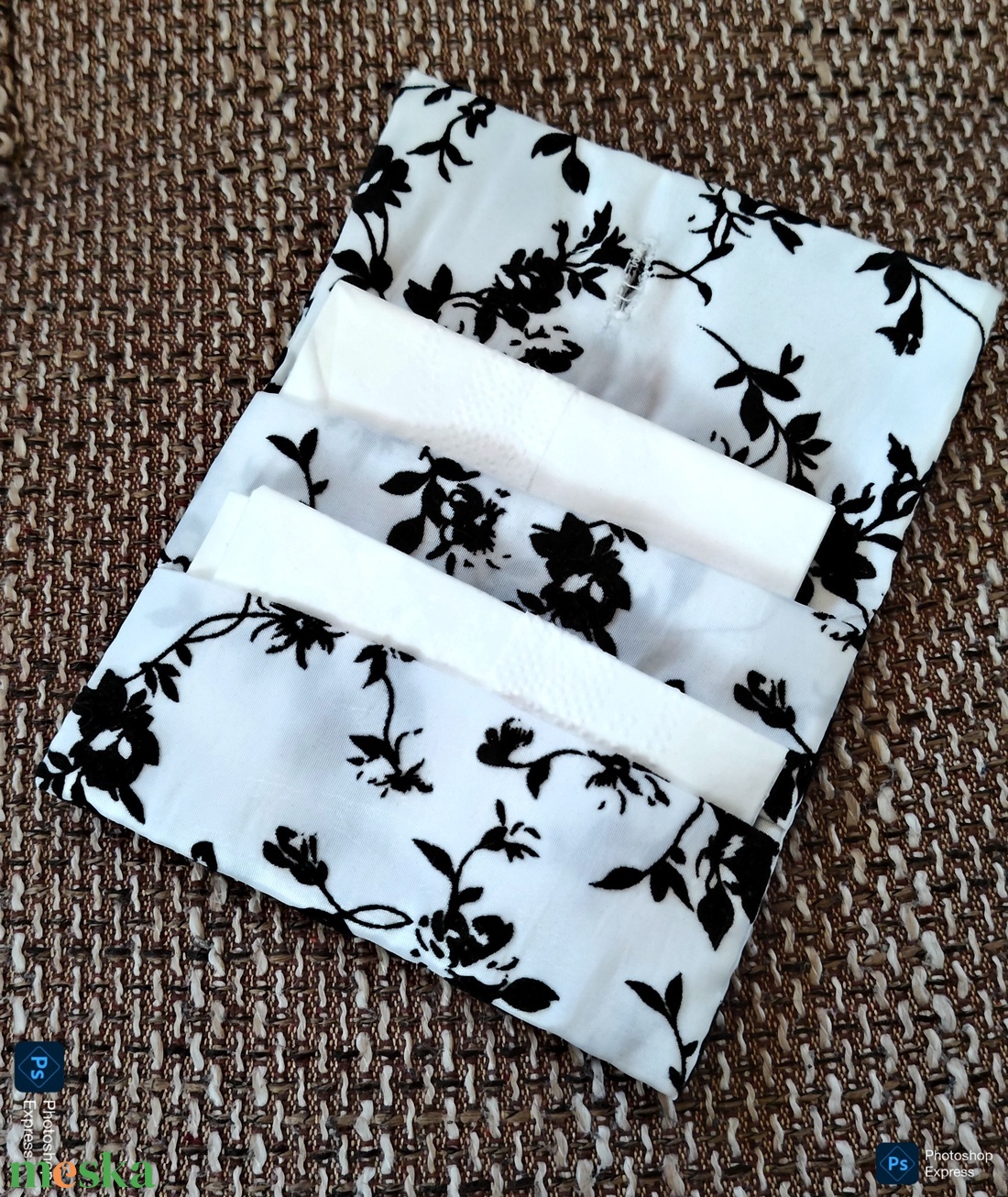 Elegáns virág mintás zsebkendő, tampon, betéttartó - táska & tok - pénztárca & más tok - zsebkendőtartó tok - Meska.hu