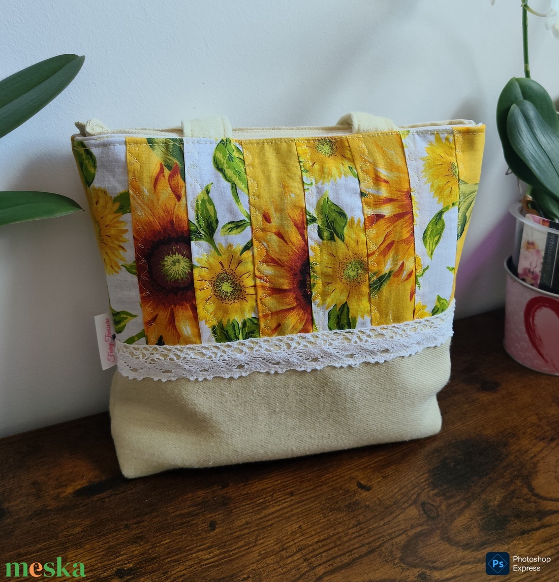Napraforgó mintás patchwork táska - táska & tok - kézitáska & válltáska - válltáska - Meska.hu