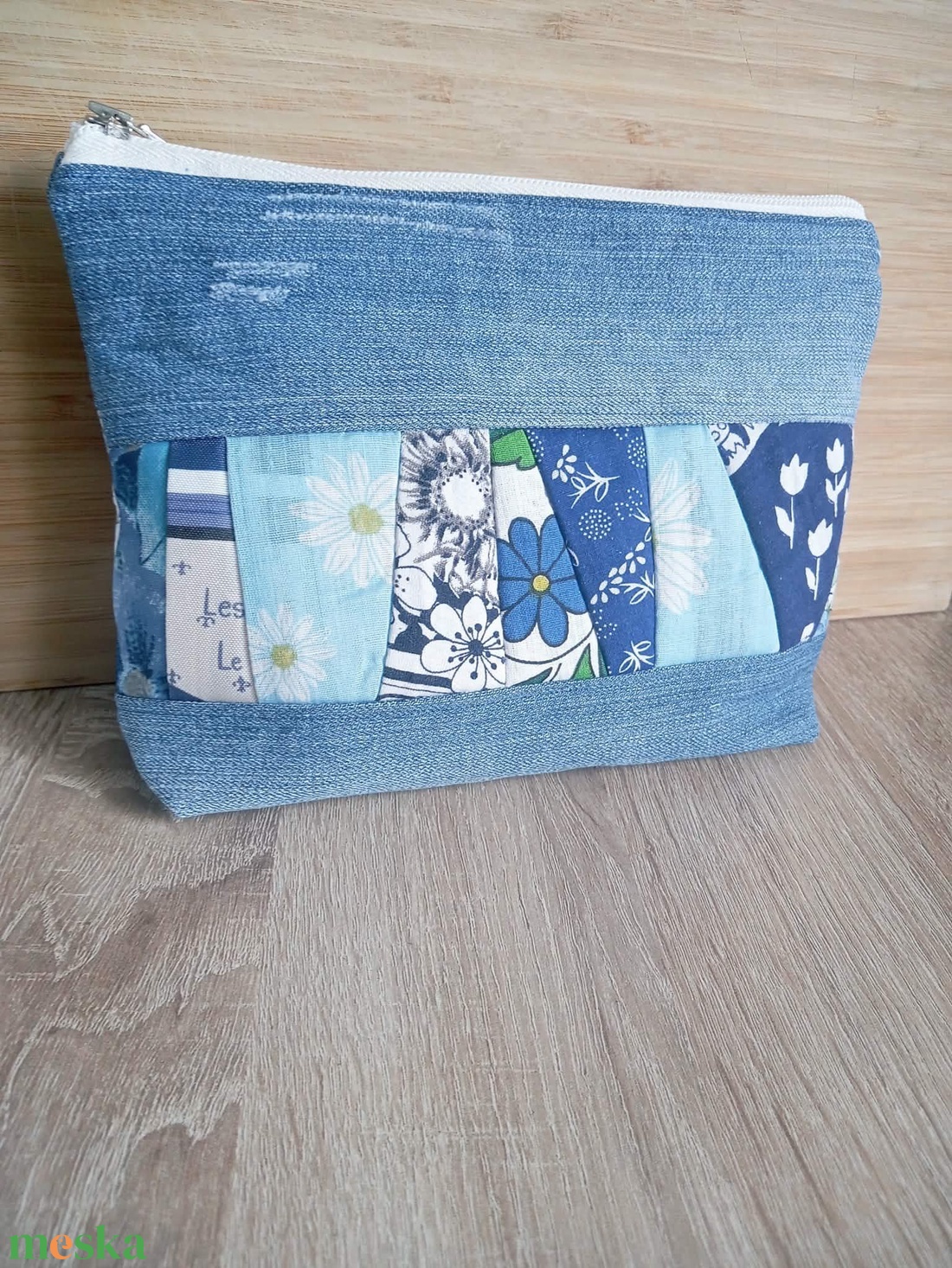 Kék hangulatú patchwork neszesszer - táska & tok - neszesszer - Meska.hu