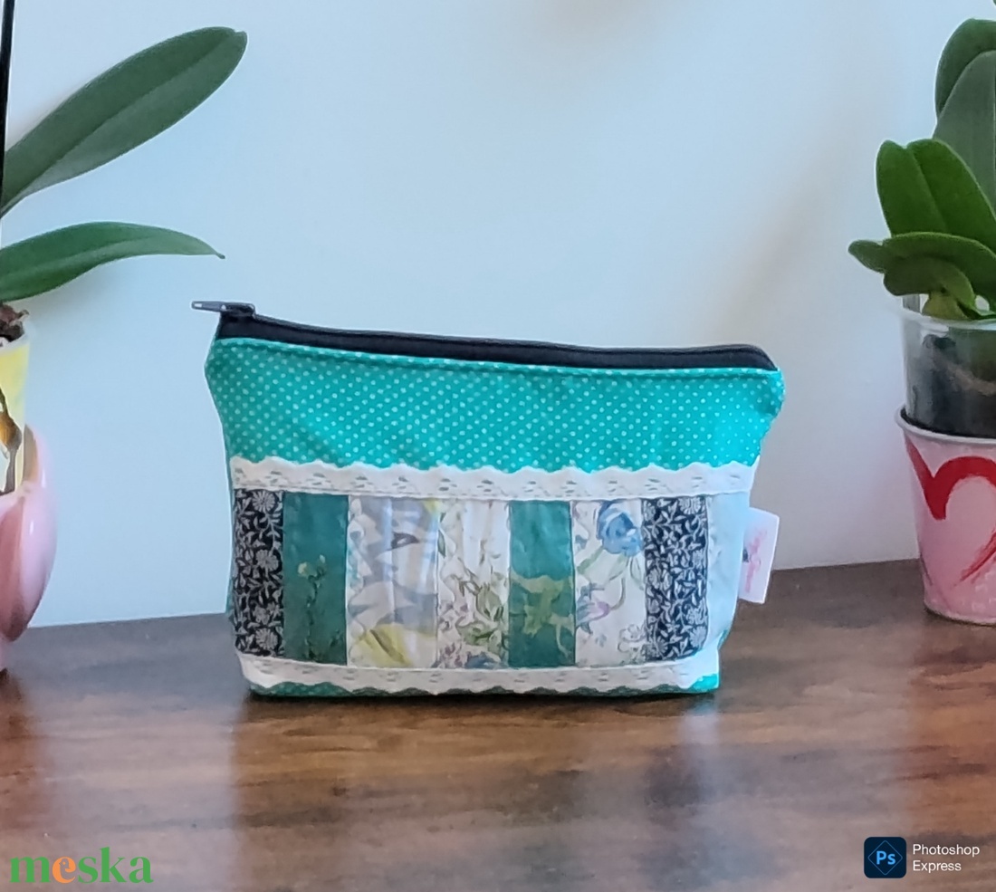 Kék hangulatú patchwork neszesszer - táska & tok - neszesszer - Meska.hu