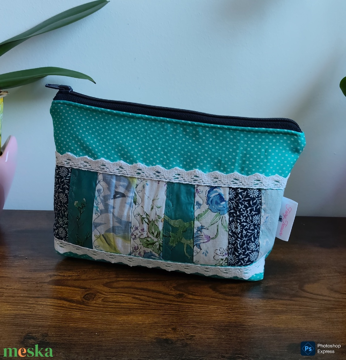 Kék hangulatú patchwork neszesszer - táska & tok - neszesszer - Meska.hu