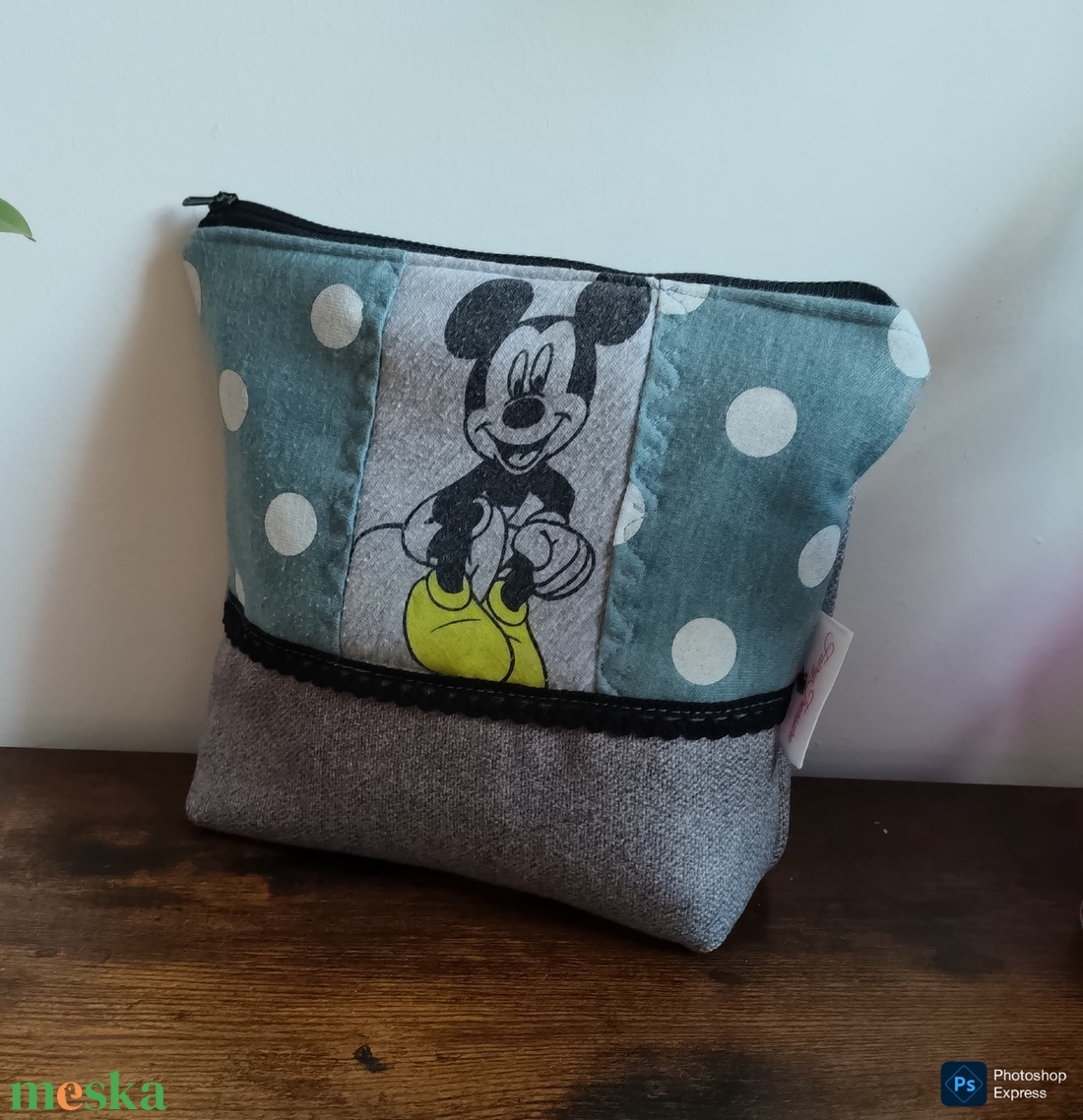 Mickey egeres, pöttyös patchwork neszesszer - táska & tok - neszesszer - Meska.hu
