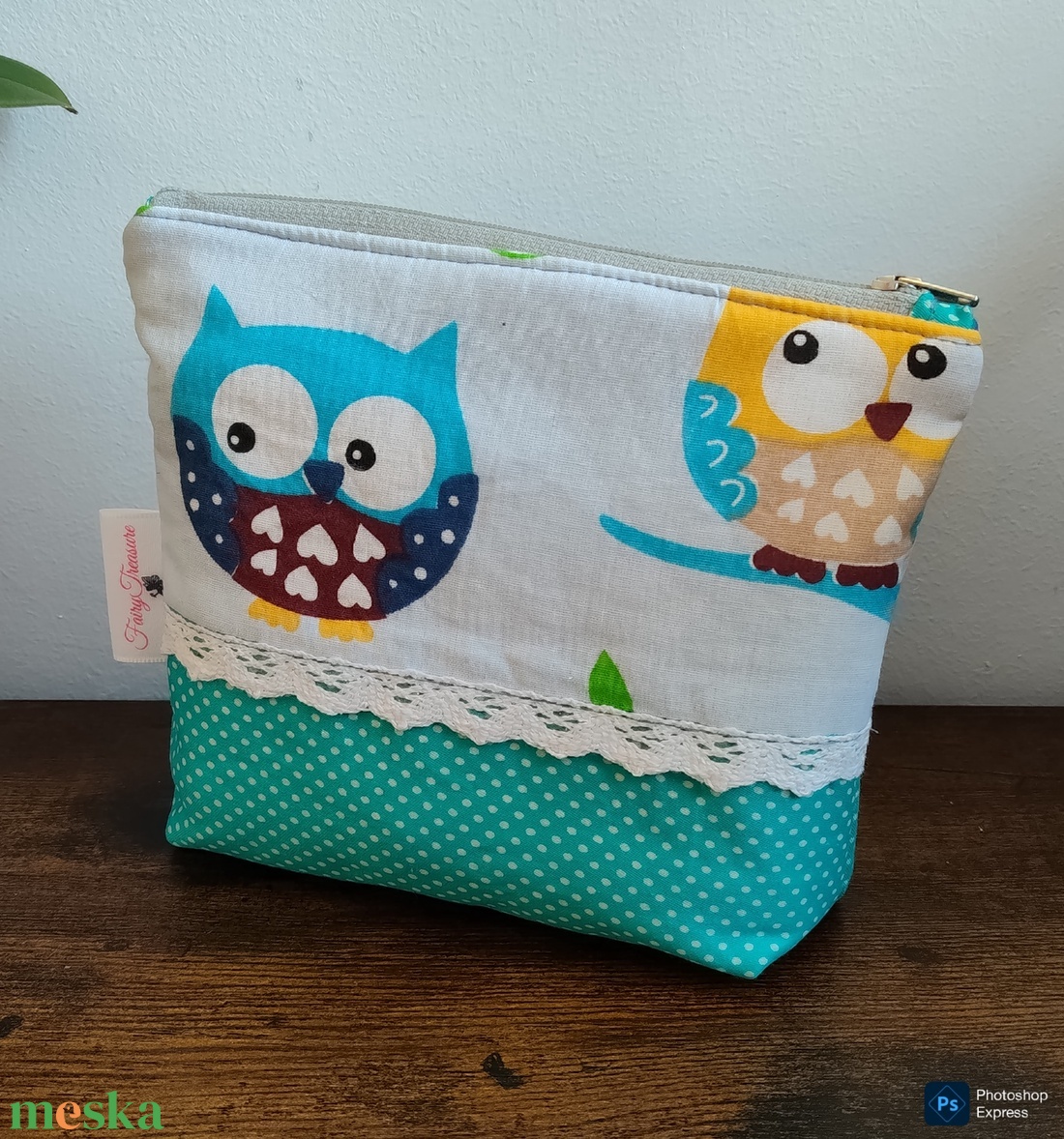 Mini kék bagoly mintás neszeszer - táska & tok - neszesszer - Meska.hu