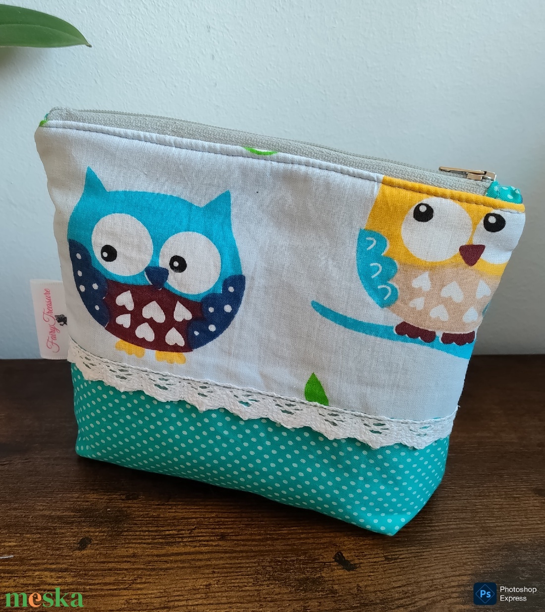 Mini kék bagoly mintás neszeszer - táska & tok - neszesszer - Meska.hu