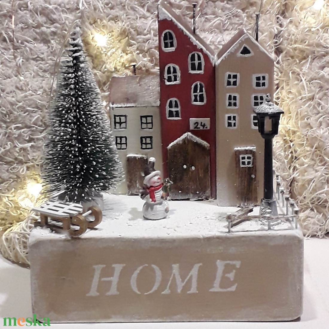 Karácsonyi polcdísz - karácsony - karácsonyi lakásdekoráció - karácsonyi falu, házikó - Meska.hu