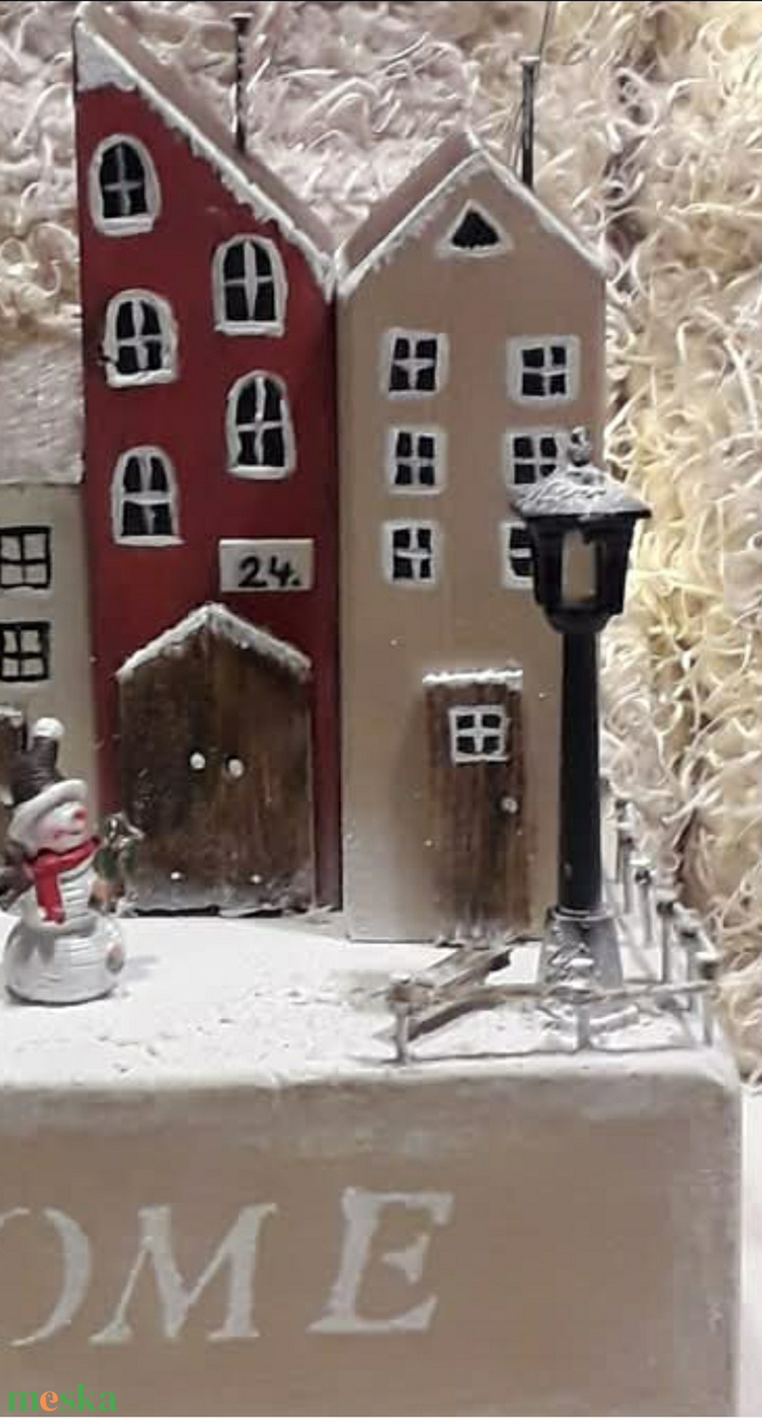 Karácsonyi polcdísz - karácsony - karácsonyi lakásdekoráció - karácsonyi falu, házikó - Meska.hu