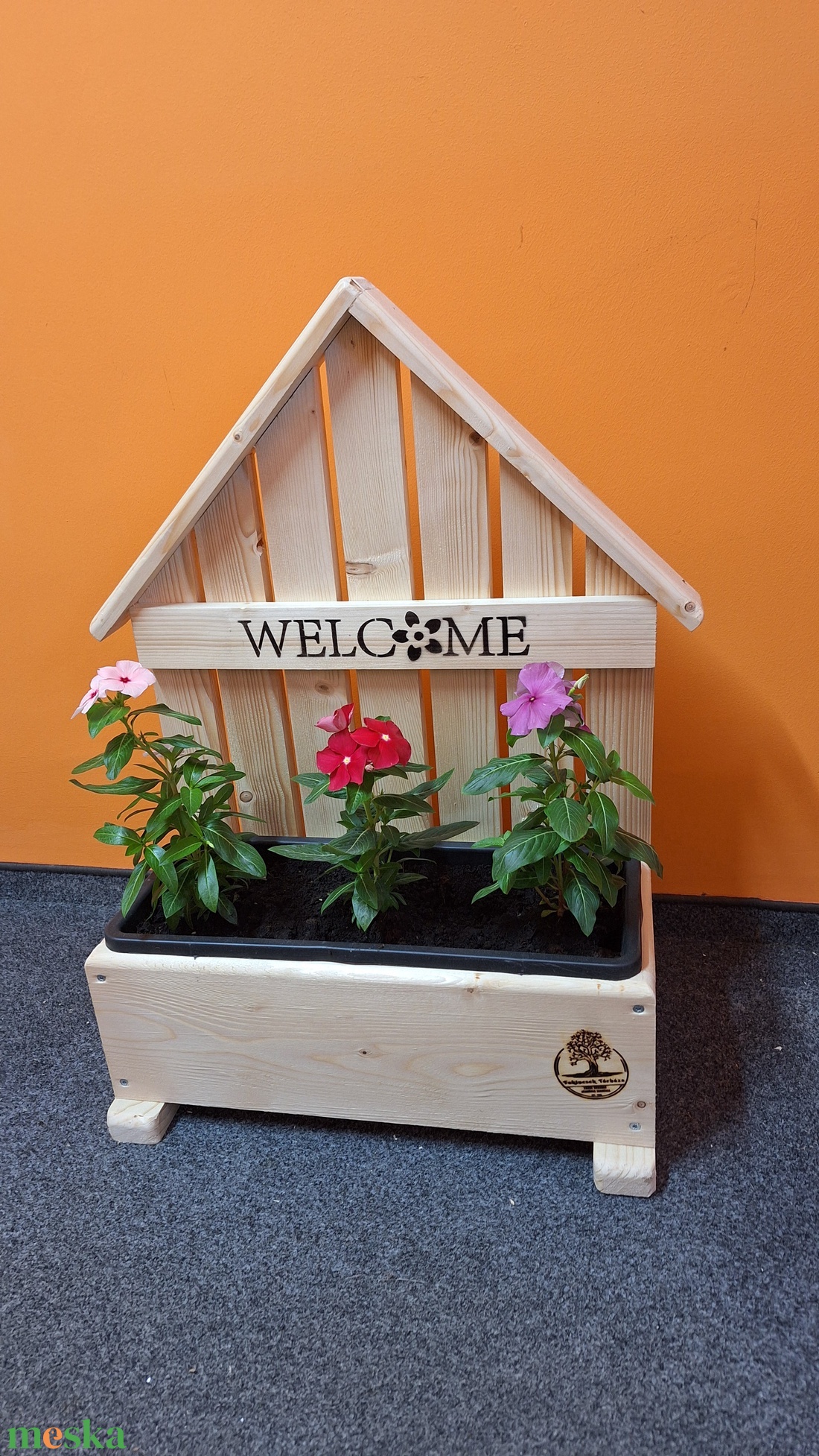 Házikós balkon tartó welcome felirattal  - otthon & életmód - ház & kert - virágláda, balkonláda - Meska.hu