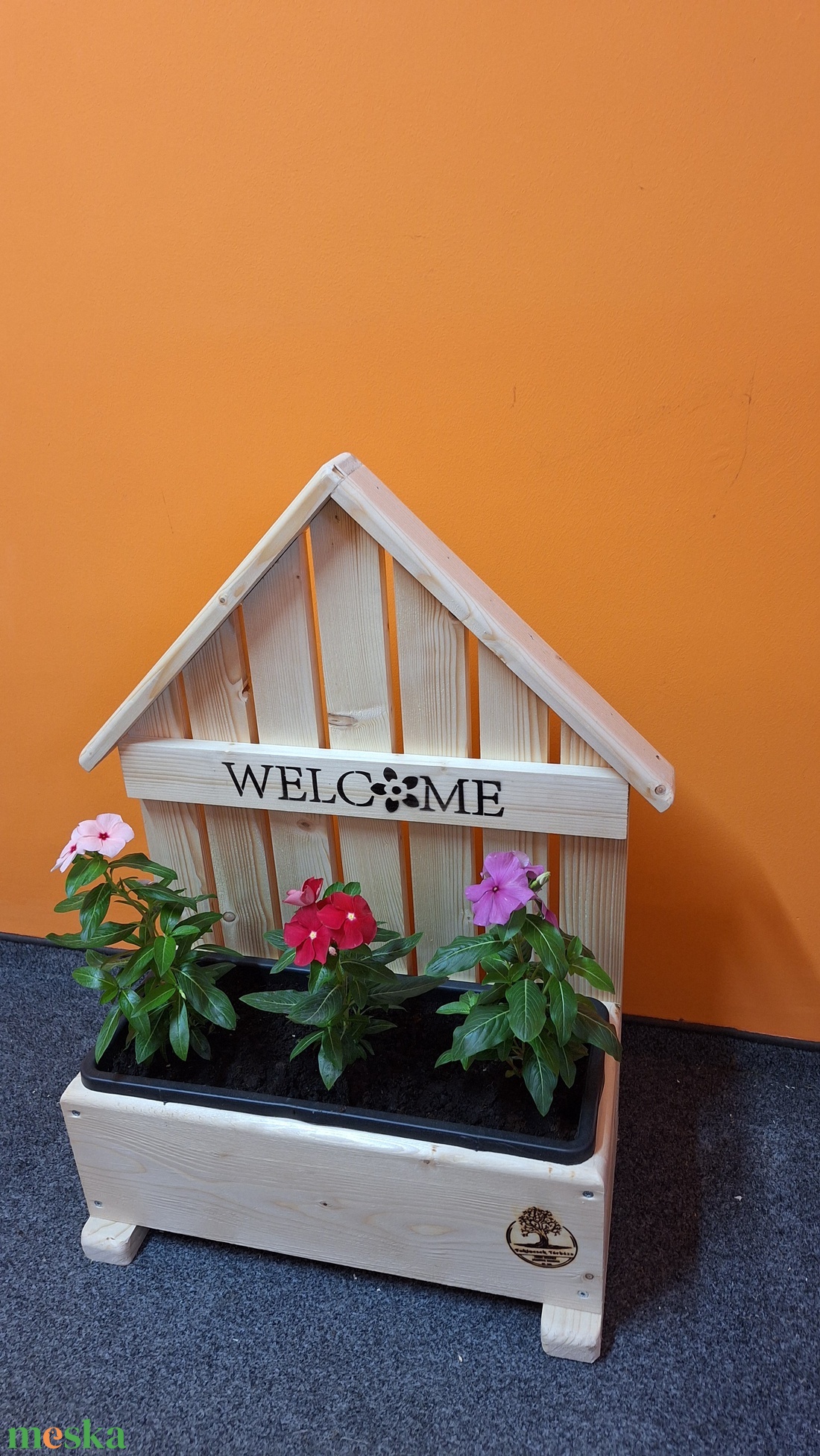 Házikós balkon tartó welcome felirattal  - otthon & életmód - ház & kert - virágláda, balkonláda - Meska.hu