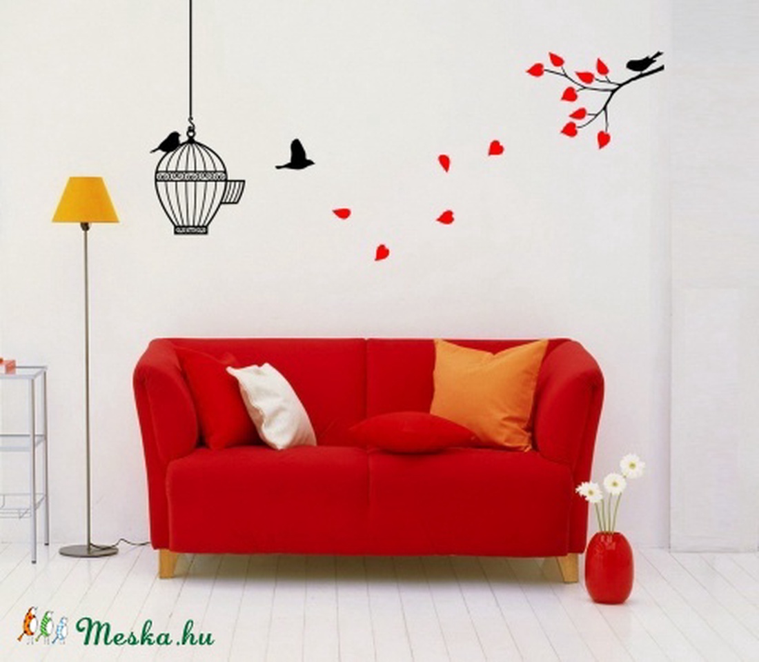 Kalitka madarakkal, faággal falmatrica -  - Meska.hu