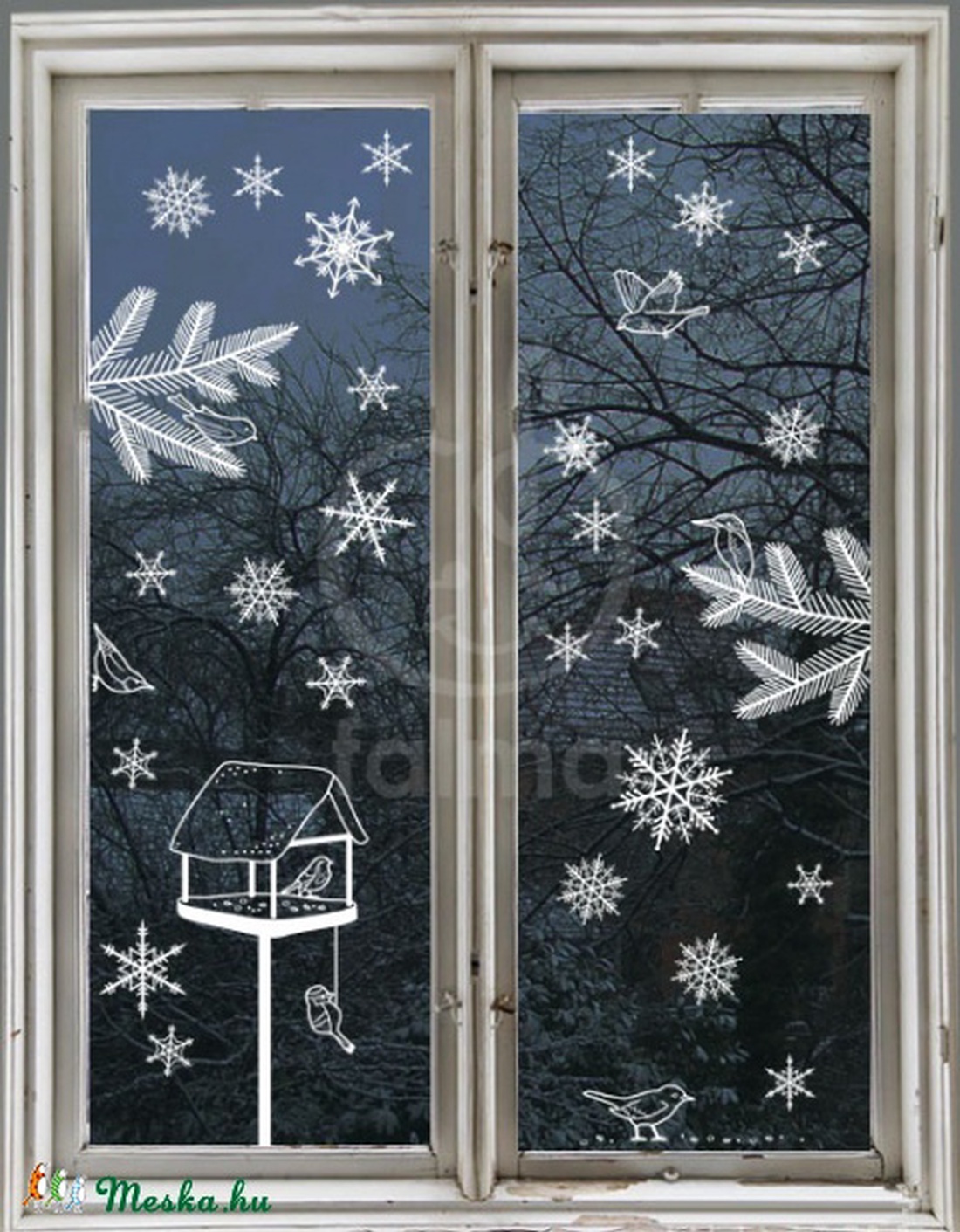 Hópelyhek madáretetővel és madarakkal falmatrica -  - Meska.hu