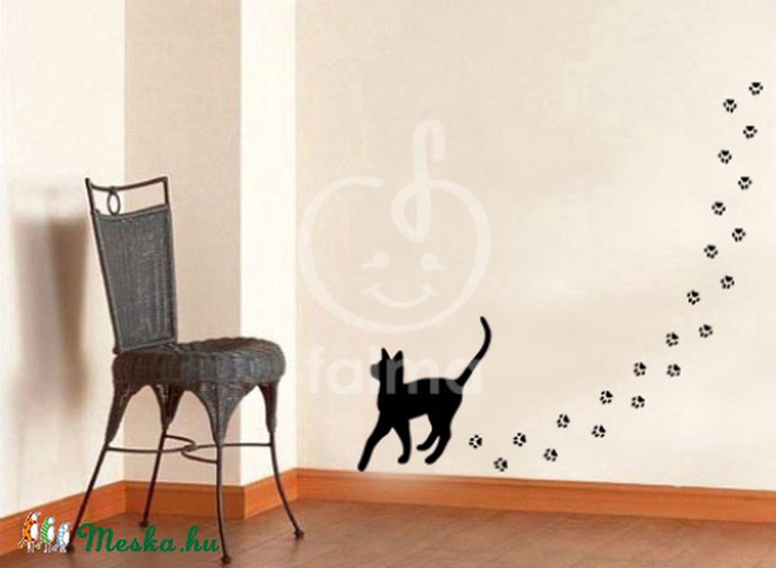Macska lábnyomokkal falmatrica -  - Meska.hu