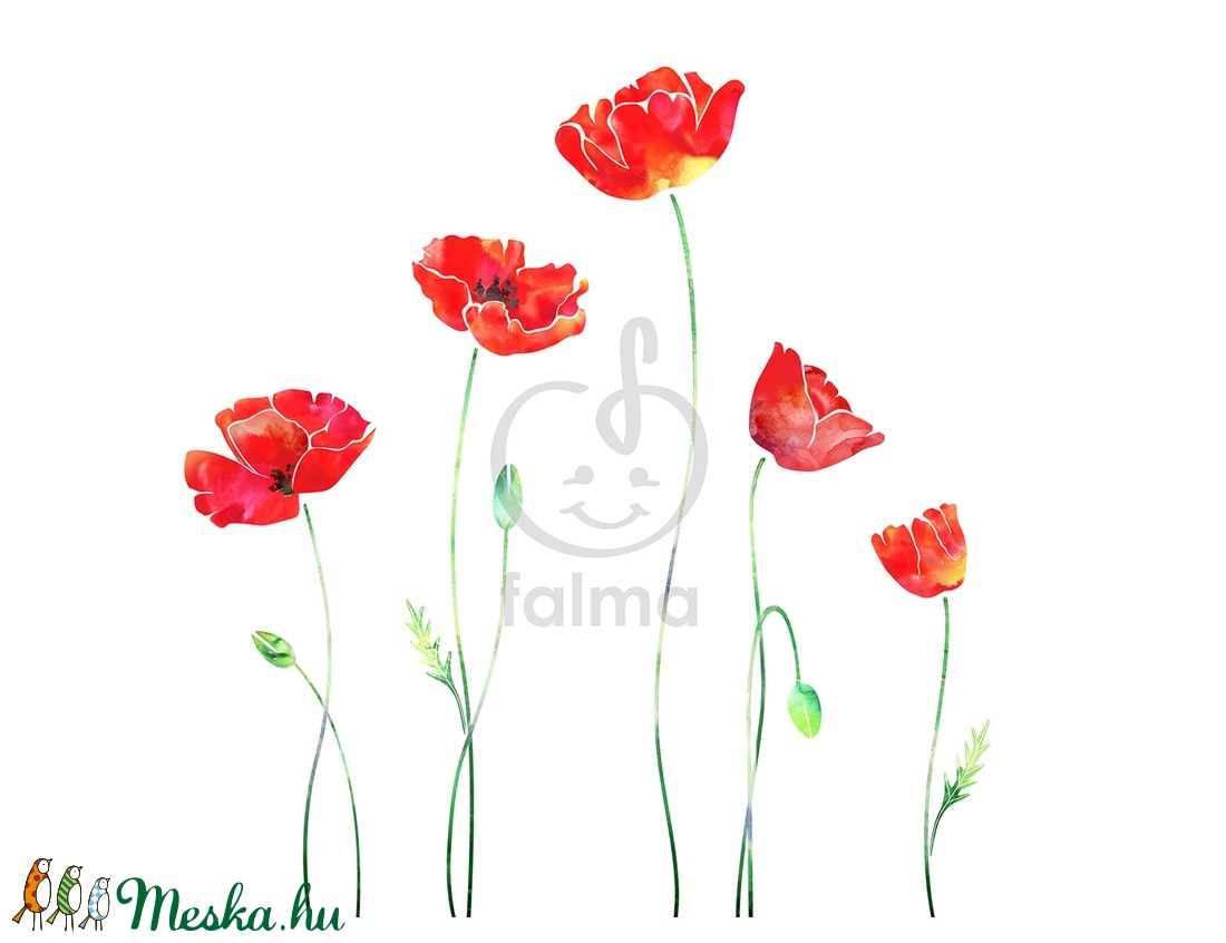 Pipacsok akvarellel - falmatrica -  - Meska.hu