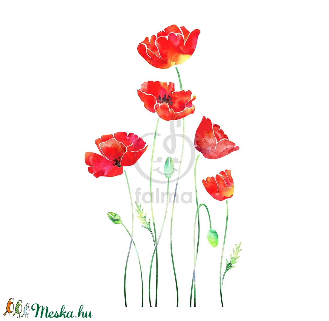 Pipacsok akvarellel - falmatrica -  - Meska.hu
