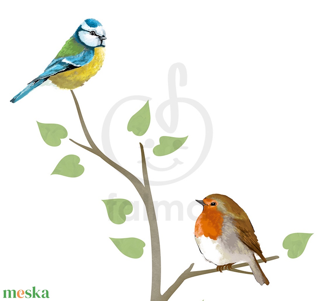 Színpompás madaras faág falmatrica -  - Meska.hu