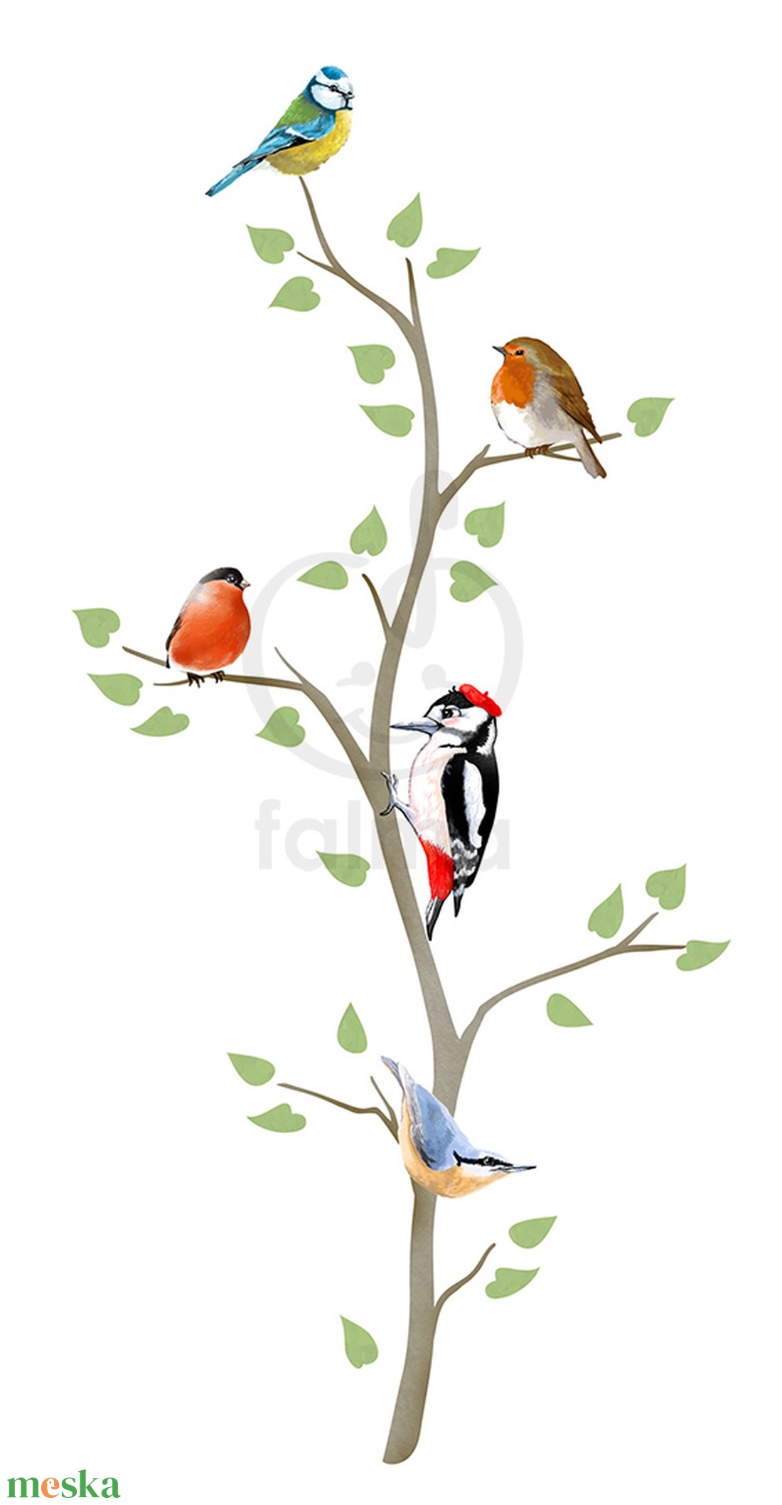 Színpompás madaras faág falmatrica -  - Meska.hu