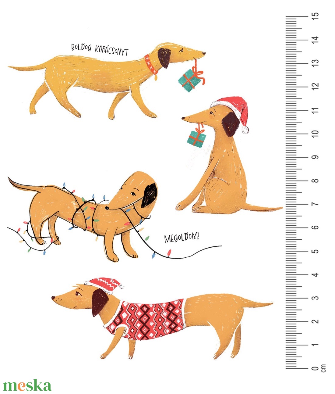 Kutyás karácsonyi matricák - otthon & életmód - papír, írószer - matrica, matrica csomag - Meska.hu