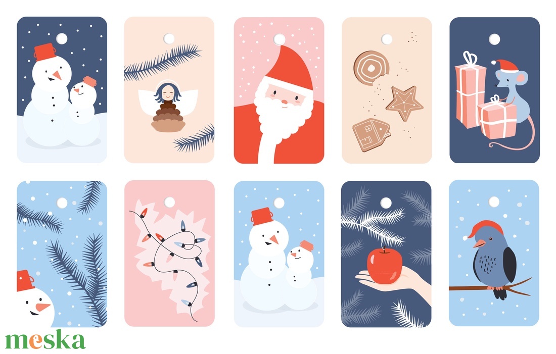 Karácsonyi ajándékkísérő kártyák - karácsony - karácsonyi ajándékozás - karácsonyi képeslap, üdvözlőlap, ajándékkísérő - Meska.hu