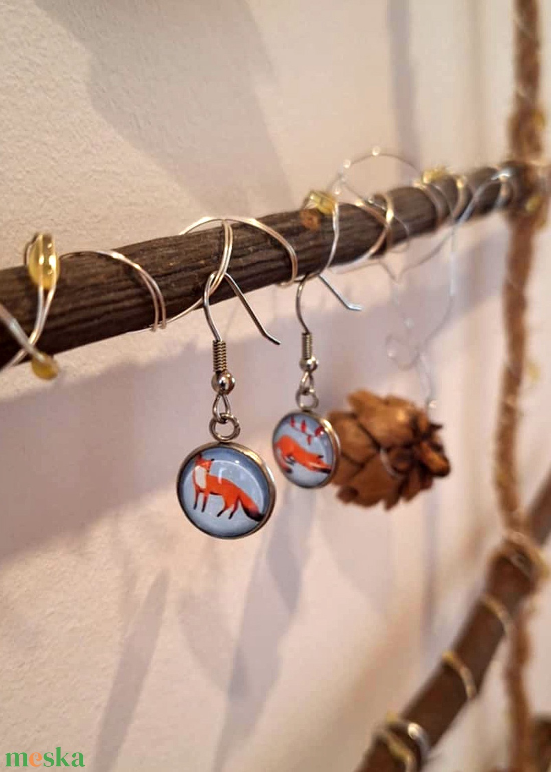 Rókás  fülbevaló - ékszer - fülbevaló - lógó fülbevaló - Meska.hu