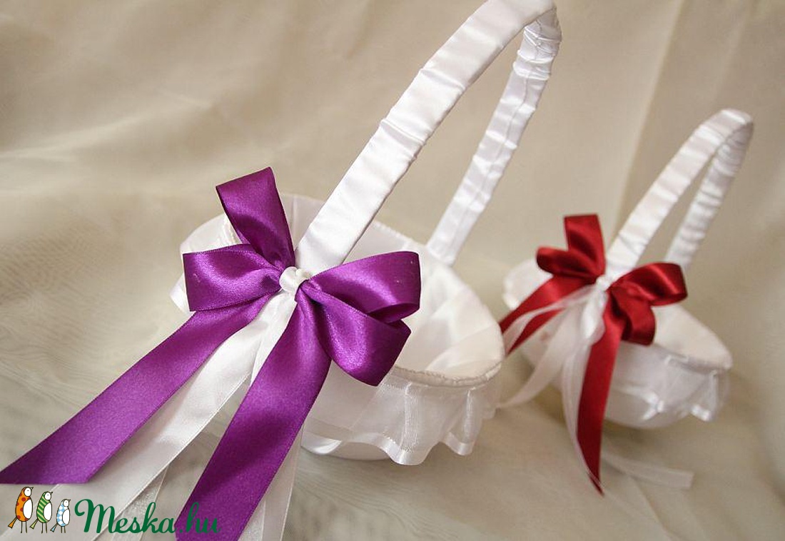 Esküvői sziromszóró, rizsszóró, cukorkaszóró kosár FEHÉR -  - Meska.hu