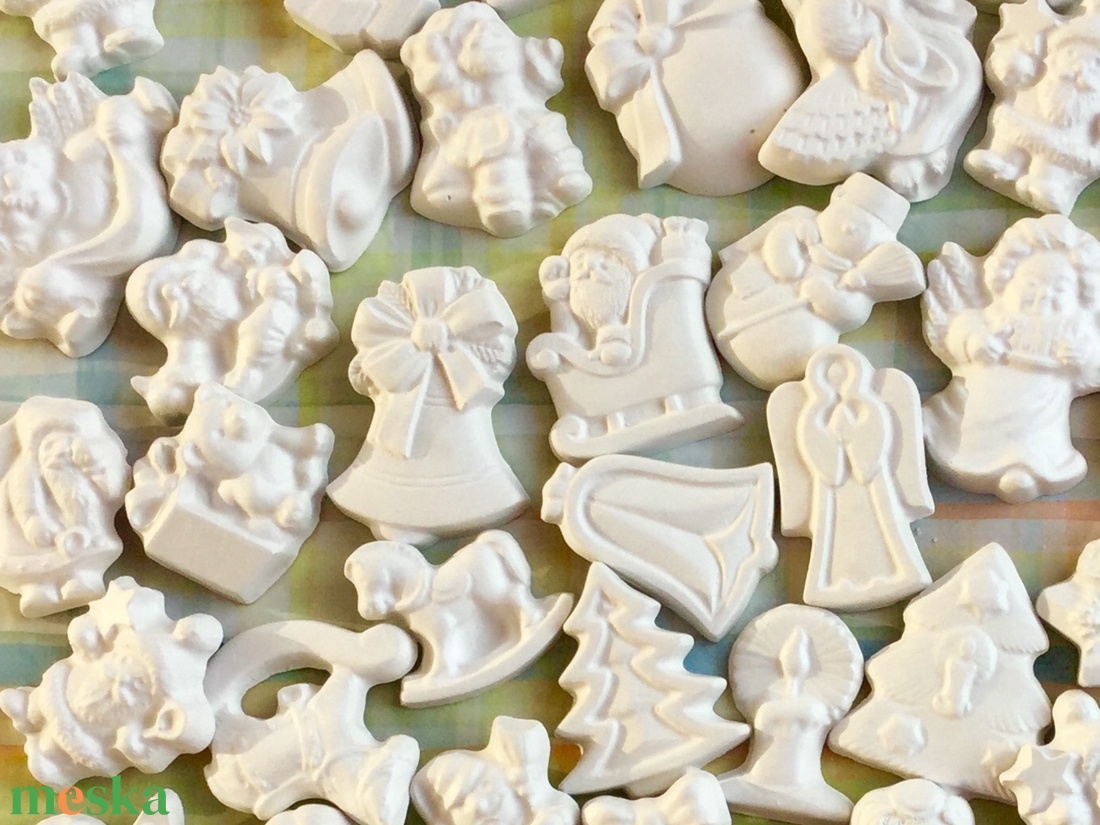 30db karácsonyi festhető natúr gipszfigura - adventi naptár zsebekbe is - diy (csináld magad) - egységcsomag - Meska.hu